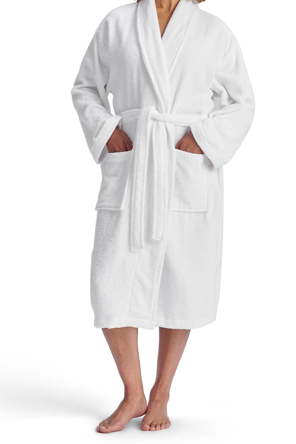 Christy CHRISTY Women's 'Serene' Soft Combed Cotton Bath Robe in White - 2
