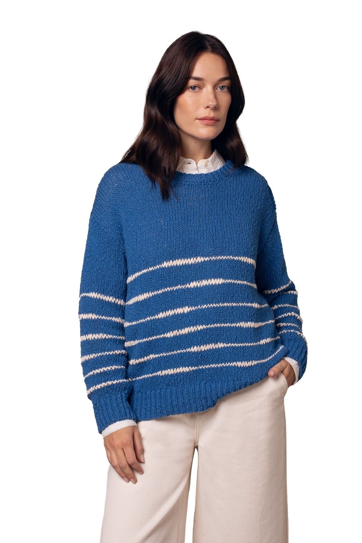 Celtic & Co Cobalt Breton Sweater in Wool Blend