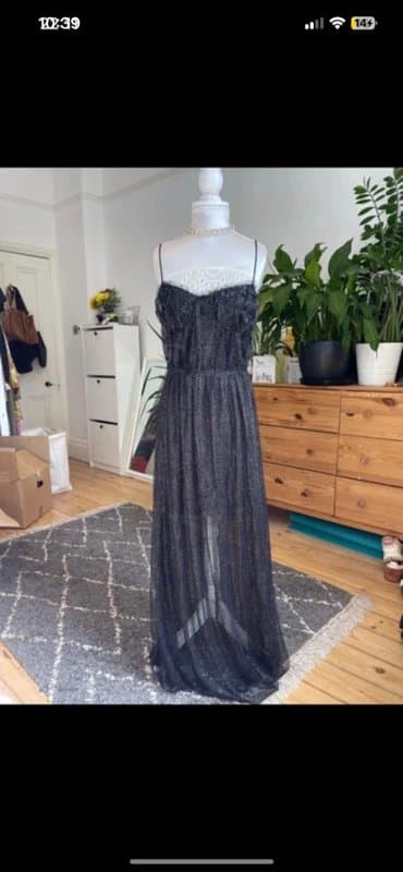 Bershka Bershka Tule Maxi Long Sweetheart Dress in Black - size S