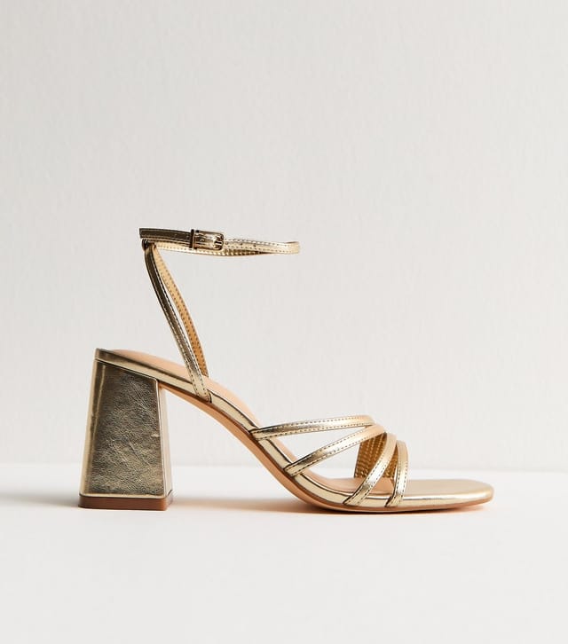 New Look Women's Gold Asymmetric Strap Heeled Sandals New Look - 2