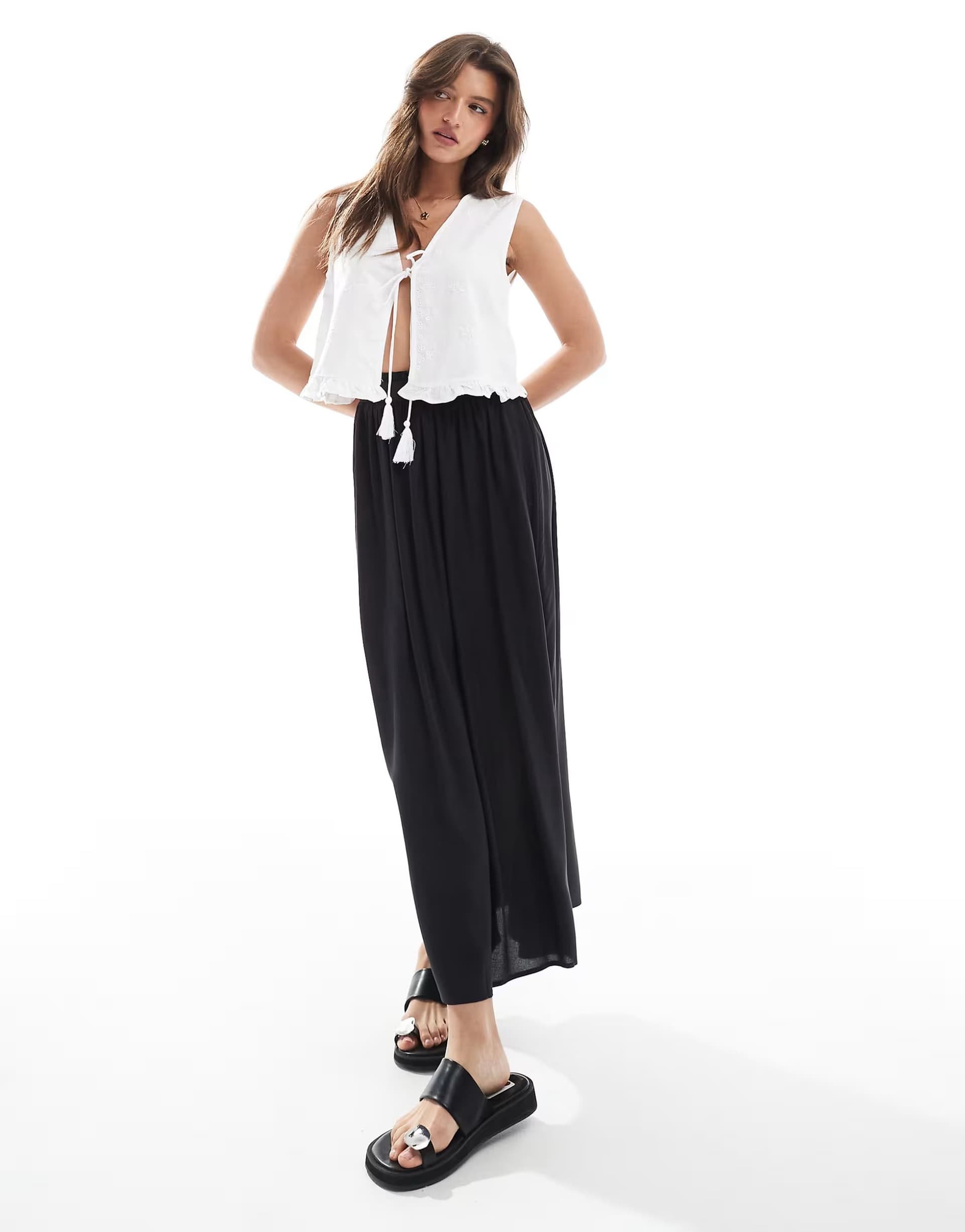 ASOS ONLY flowy midi skirt in black
