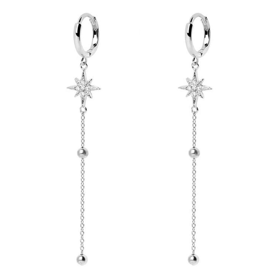 Gold Trip Gold Trip Silver Crystal Star Drop Earrings
