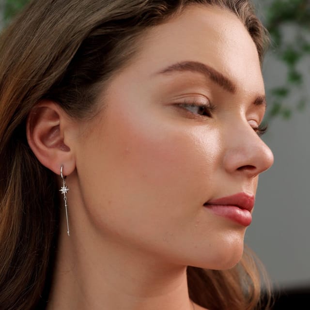 Gold Trip Gold Trip Women's Crystal Star Drop Earrings in Silver - 2