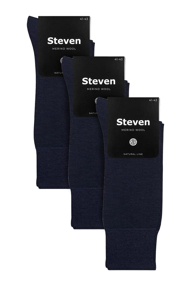 Steven Steven Men's 3 Pairs Warm Merino Wool Socks in Navy - 2
