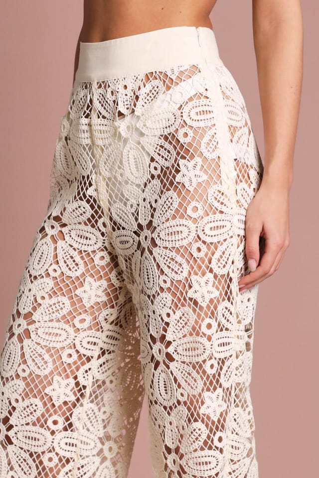 Coast Coast Women's Crochet Wide Leg Wedding Trouser in Ivory - 2