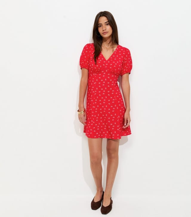 New Look Women's Red Floral Short Sleeve Mini Dress New Look - 3