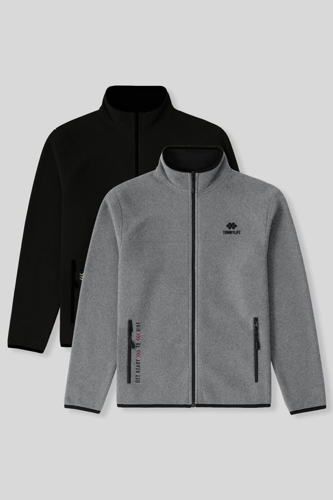 Tommy Life Tommy Life Men's Plush Zip-Front Sweatshirt in Grey