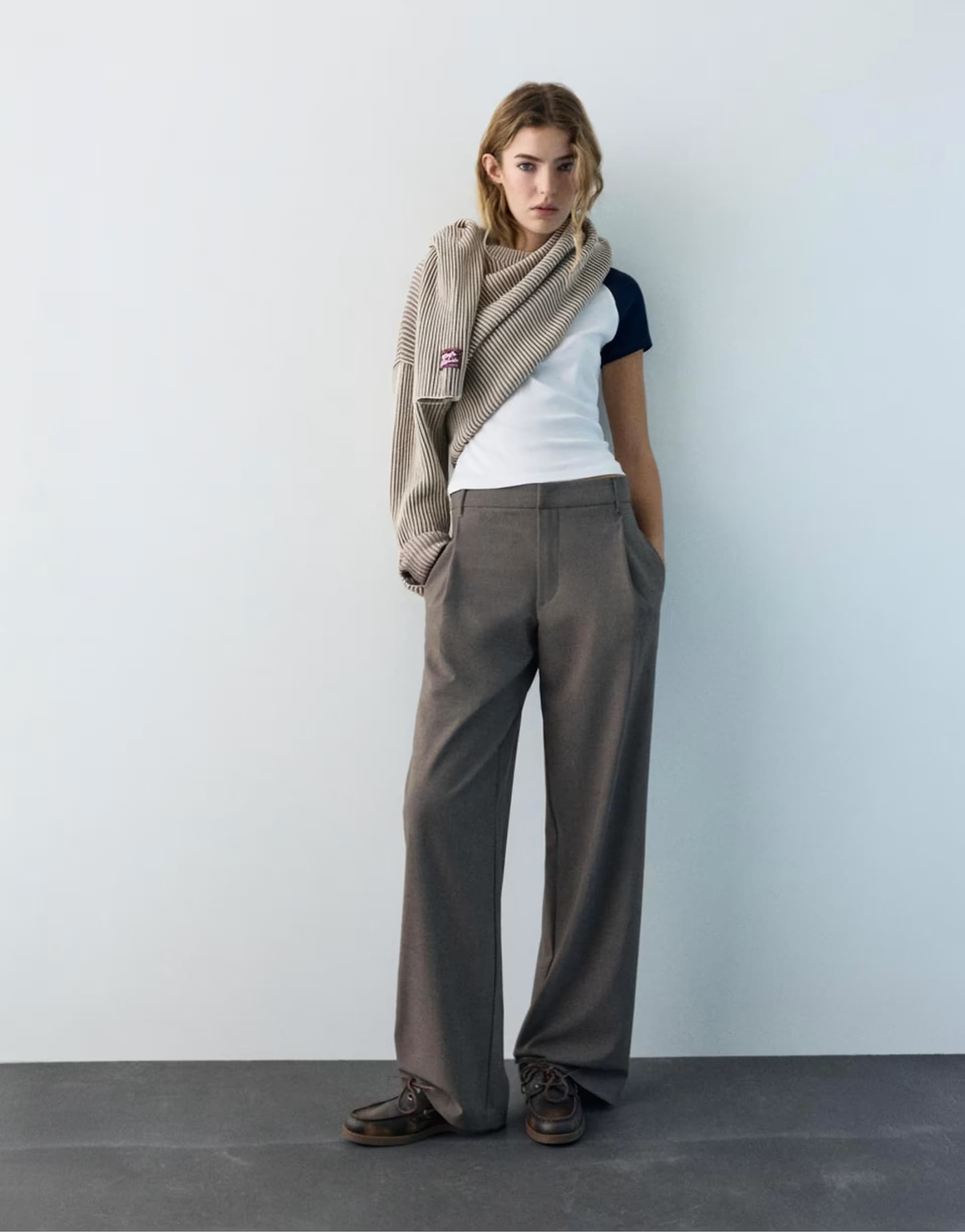 ASOS Pull&Bear Taupe Tailored Darted Pants