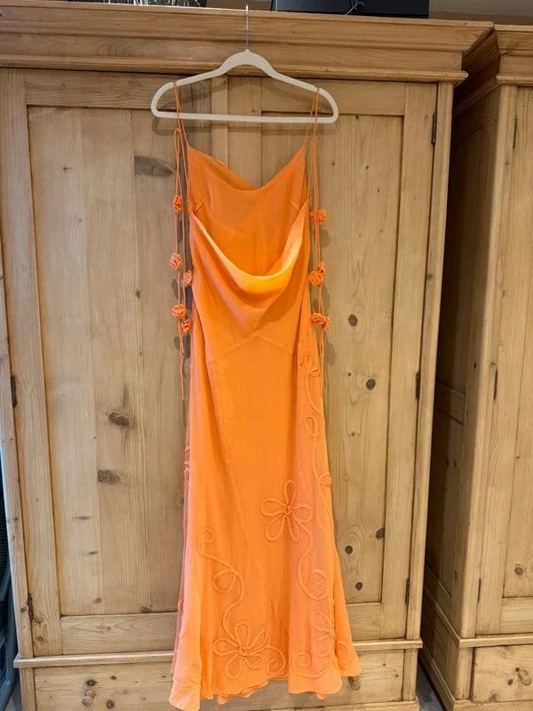 ASOS Orange Cowl Neck Chiffon Dress