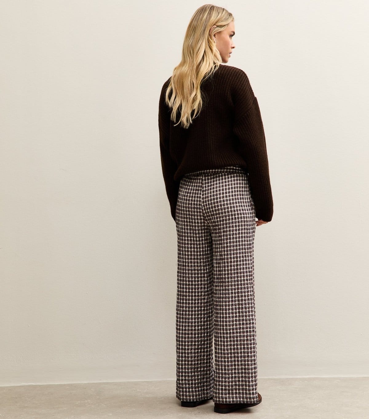 New Look Women's Petite Cream Checked Wide Leg Trouser New Look - 4