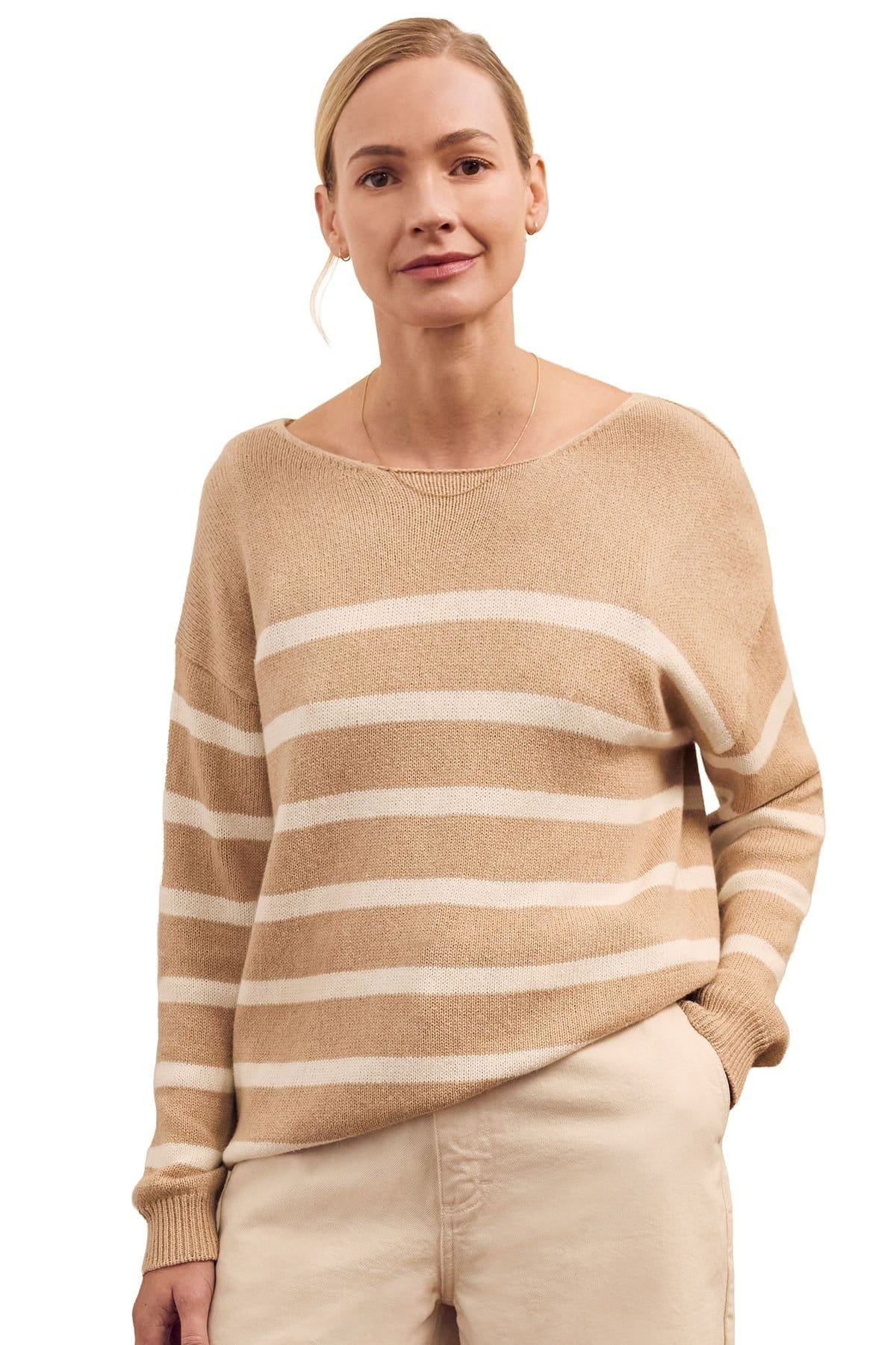 Celtic & Co Celtic & Co Women's Gauzy Boat Neck Sweater in Light Beige - 1
