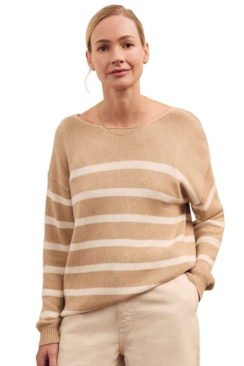 Celtic & Co Celtic & Co Women's Gauzy Boat Neck Sweater in Light Beige - 1