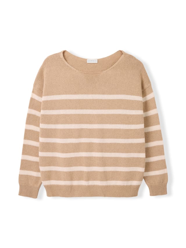 Celtic & Co Celtic & Co Women's Gauzy Boat Neck Sweater in Light Beige - 2