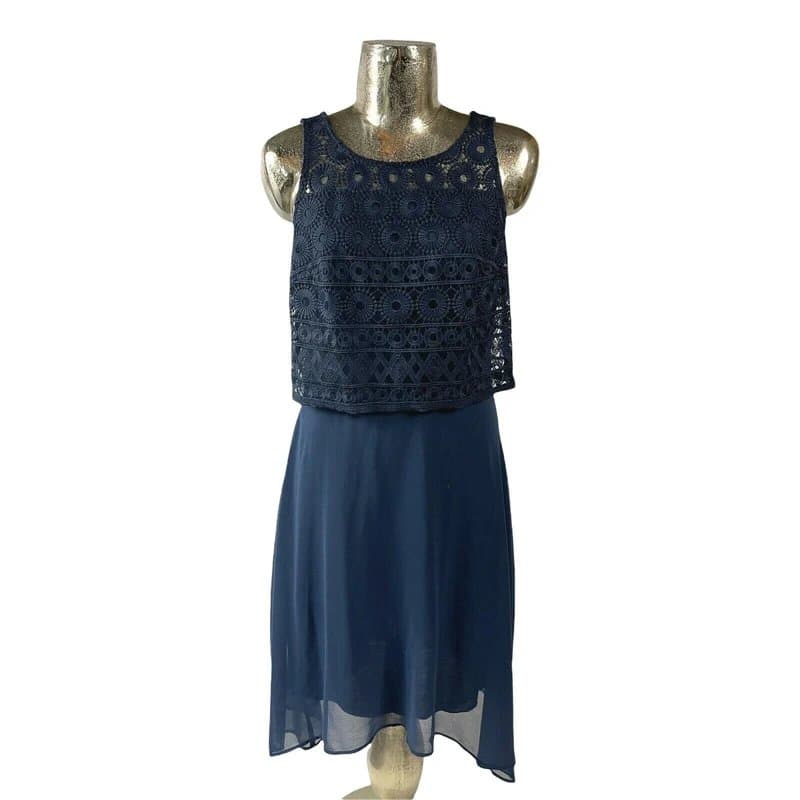 Bianca Bianca navy blue lace women's smart dress size uk medium 14 new eu42 rrp £182