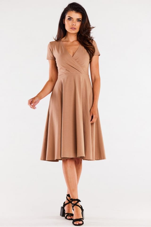 Love Lace Love Lace Women's Midi Wrap Envelope Dress in Beige - 2