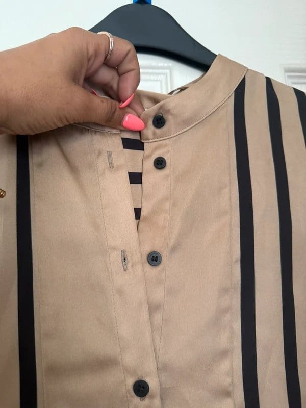 Gallery Brown and Black Striped Satin Blouse