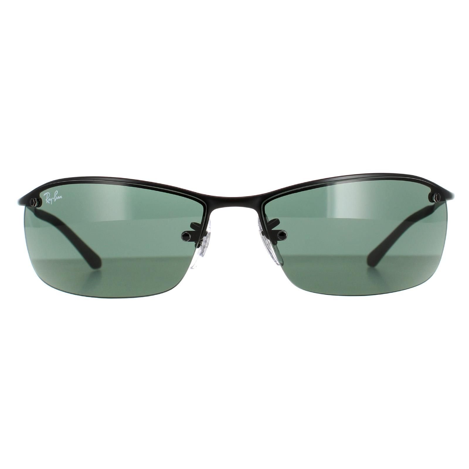 Ray-Ban Ray-Ban Men's Wrap Matt Black Green Sunglasses - 1