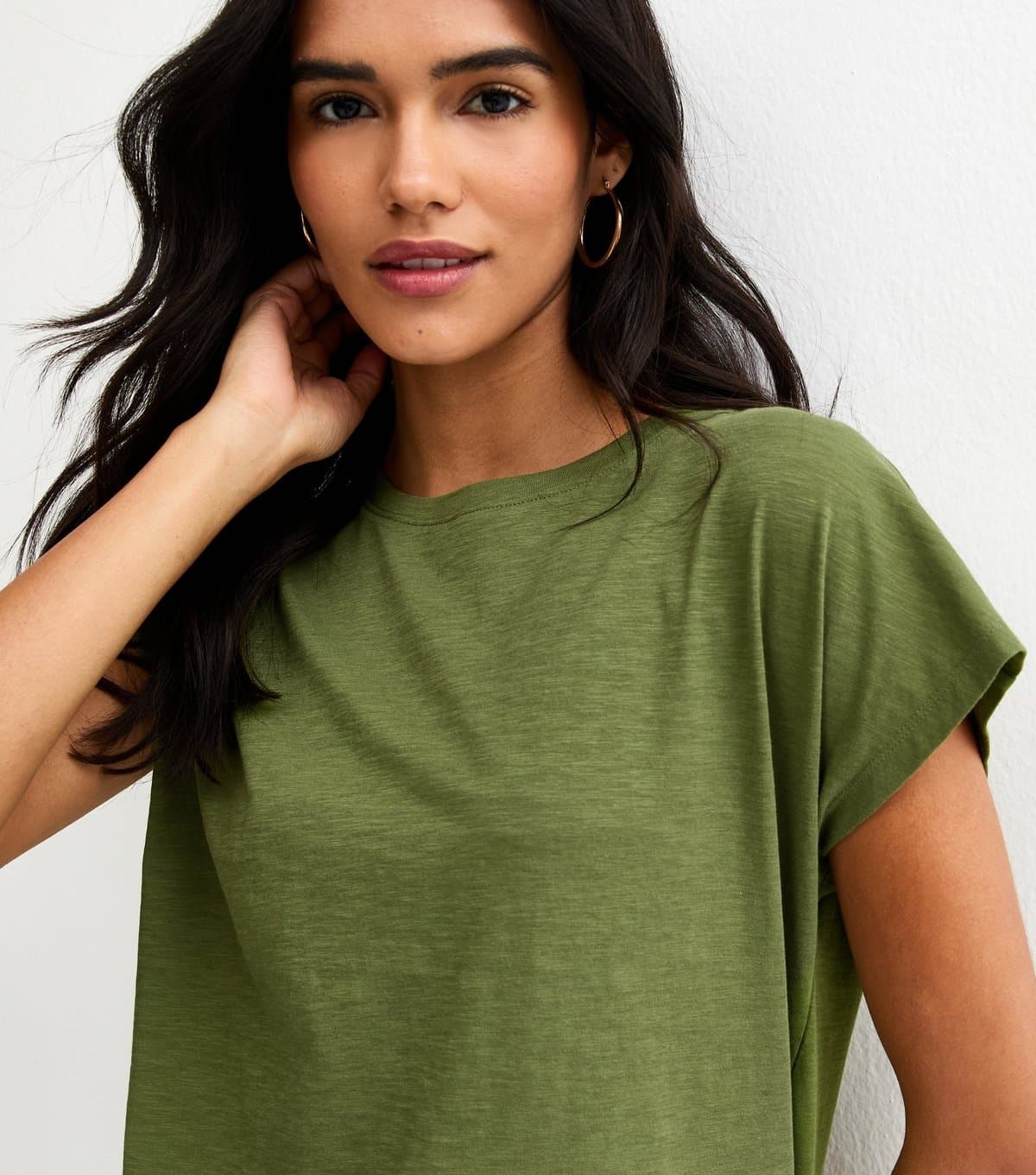 New Look New Look Olive Grown-On Sleeve T-Shirt