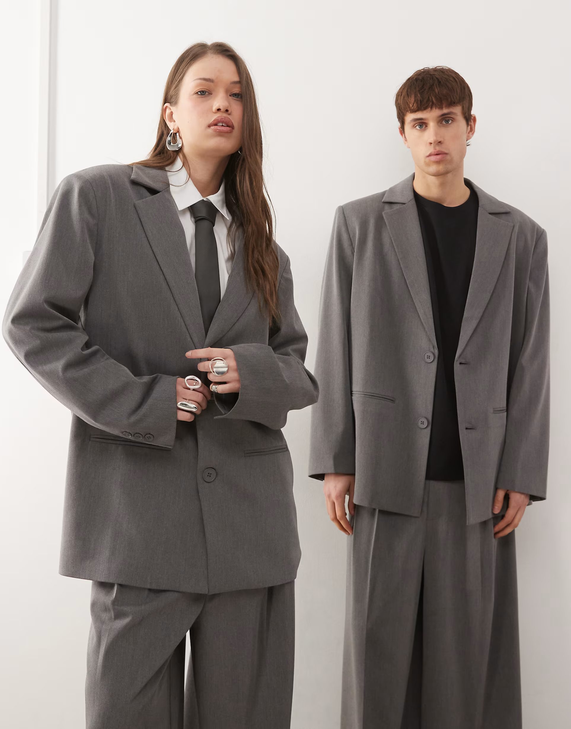 ASOS COLLUSION Unisex oversized blazer co-ord in charcoal - 1