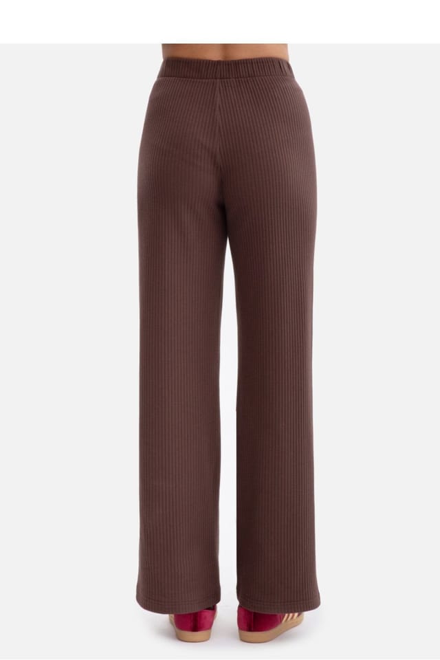Love Lace Love Lace Women's Ribbed Knit Elastic Waist Trousers in Brown - 3