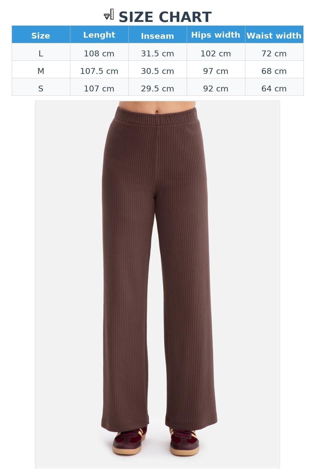 Love Lace Love Lace Women's Ribbed Knit Elastic Waist Trousers in Brown - 4