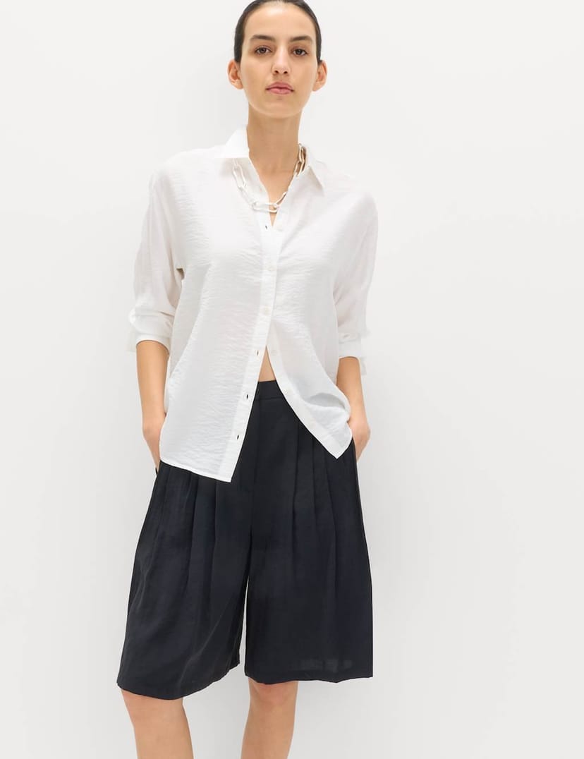 Marks & Spencer M&S Pleated Longline Shorts Black - 1