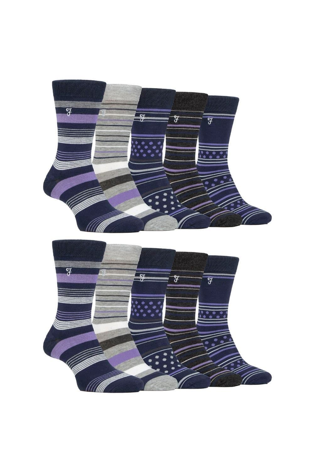 Farah FARAH Men's 10 Pair Multi-Pack Bright Bamboo Socks in Indigo