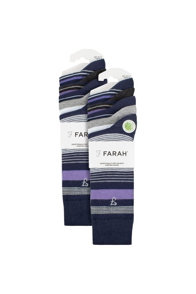 Farah FARAH Men's 10 Pair Multi-Pack Bright Bamboo Socks in Indigo - 2