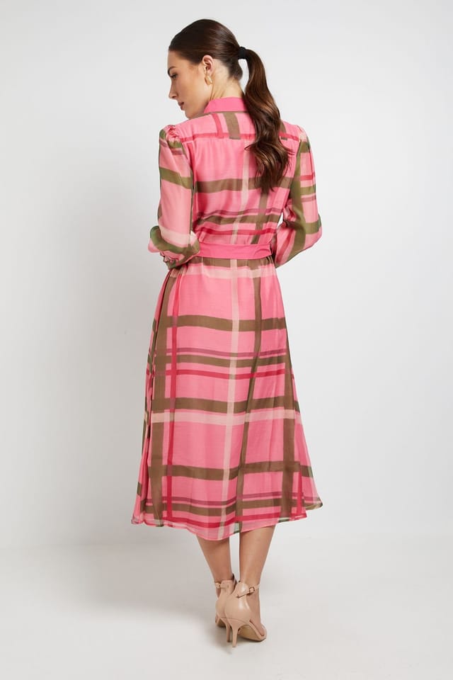 Principles Principles Women's Organza Volume Sleeve Midi Dress in Pink - 3