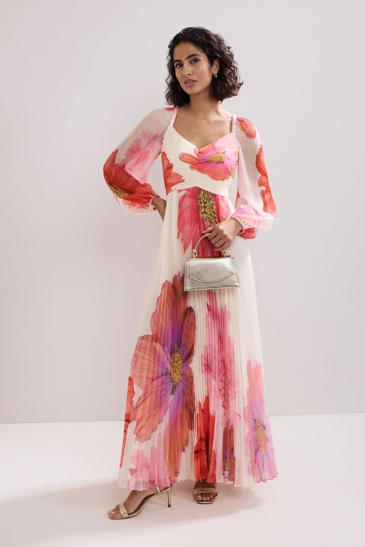 Phase Eight Phase Eight Women's Reanna Pleated Floral Maxi Dress in Off-White