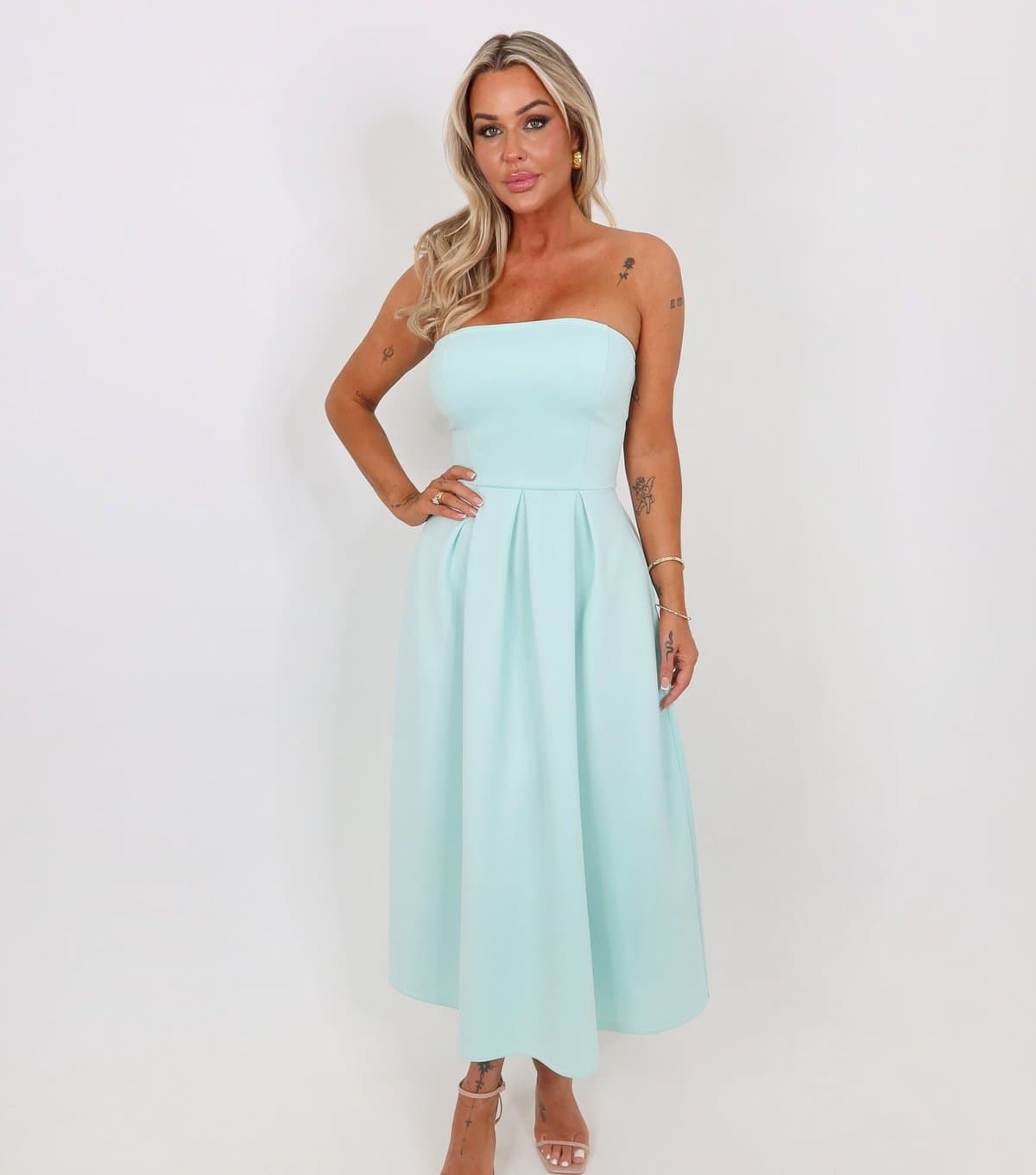 AX Paris Women's Mint Green Bandeau A-Line Skirt Midi Dress AX Paris New Look