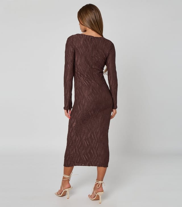 Urban Bliss Women's Brown Textured Cut Out Midi Dress Urban Bliss New Look - 3