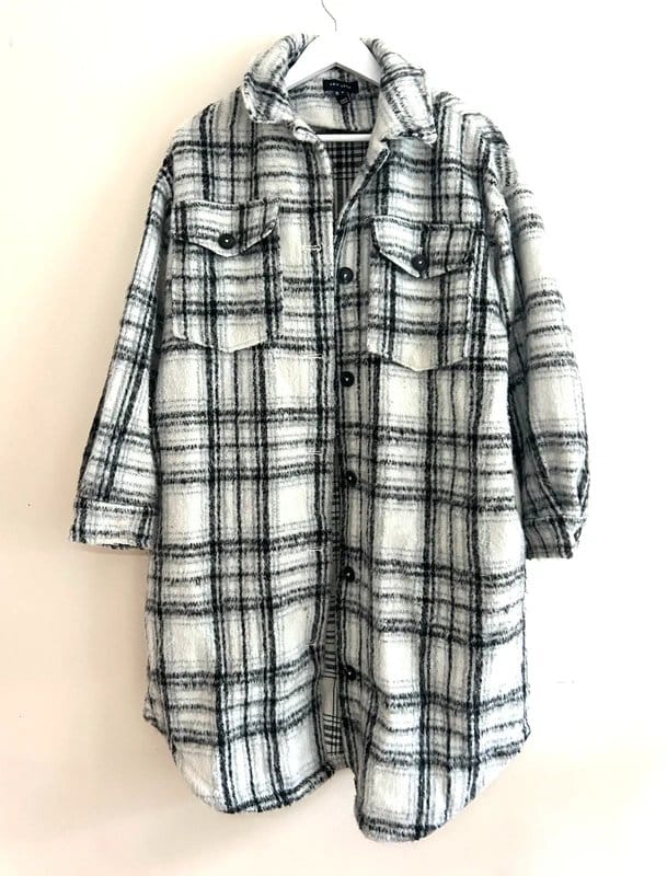 New Look Monochrome Brushed Check Shacket Jacket