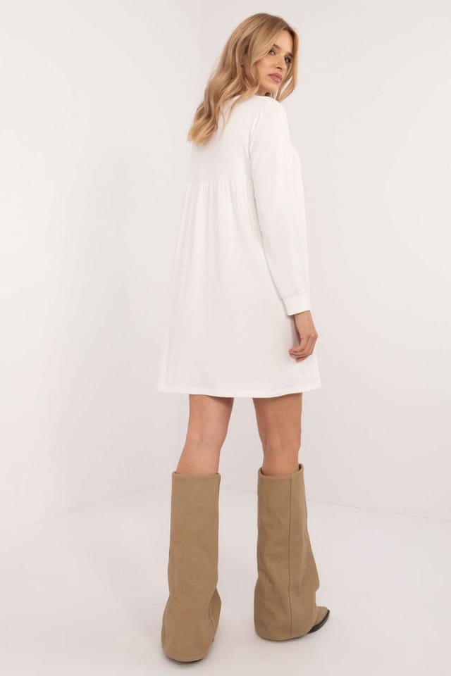 Love Lace Love Lace Women's Micro Modal Casual Sweat Dress Knee Length in Off-White - 3