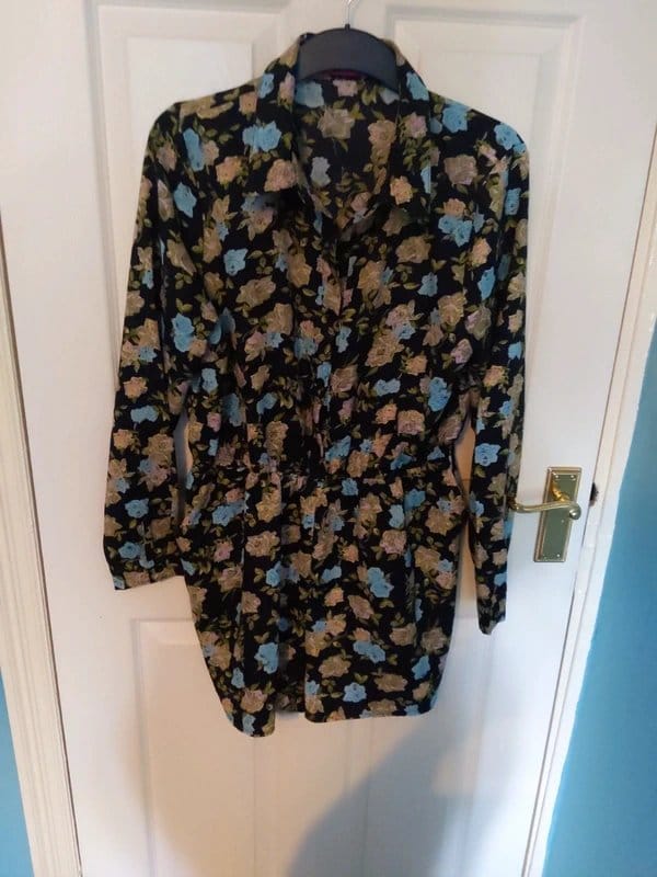 Boohoo Floral Long Sleeve Button Playsuit