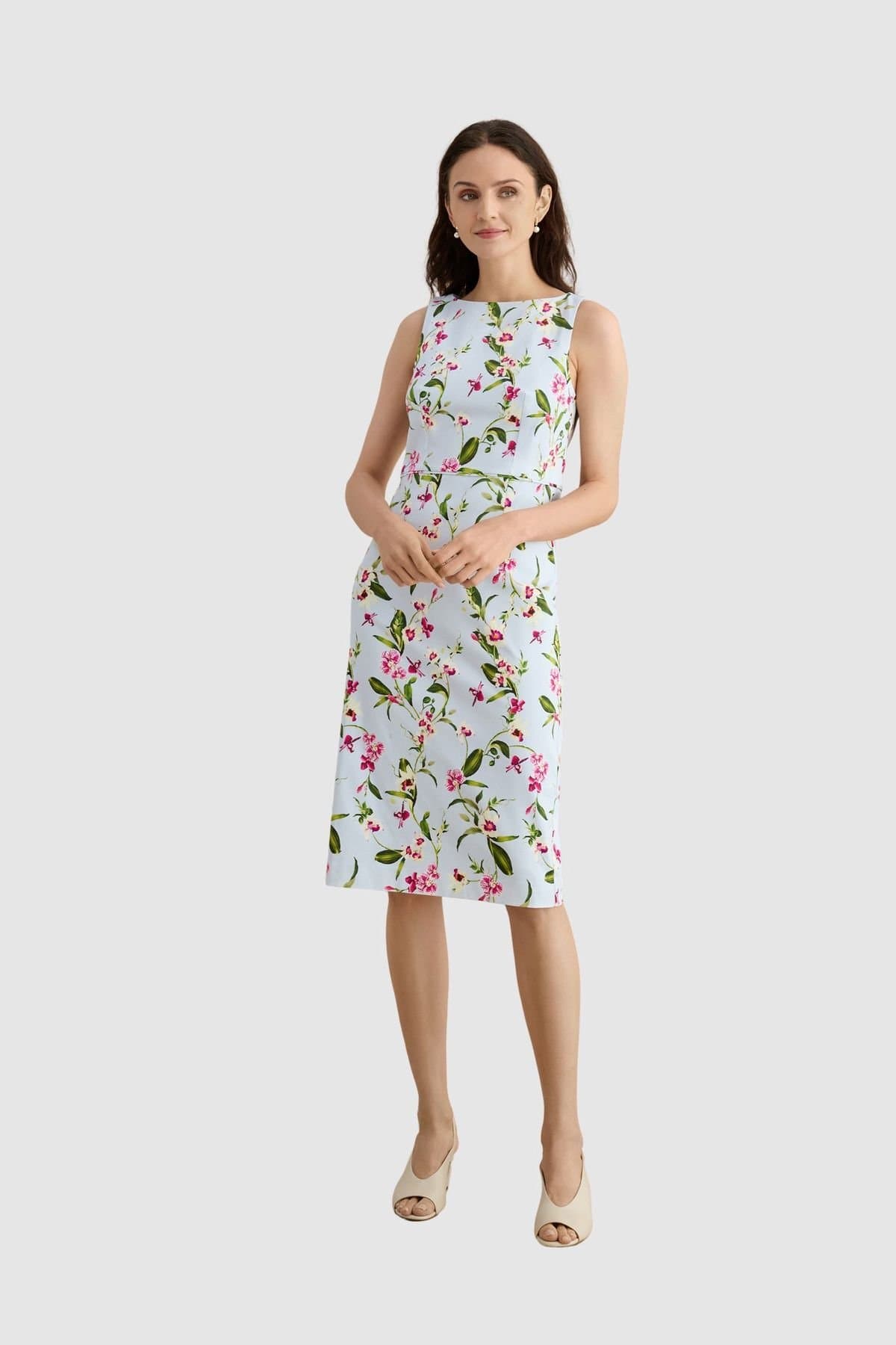 Hobbs London Hobbs London Women's Freda Floral Midi Dress in Pale Blue