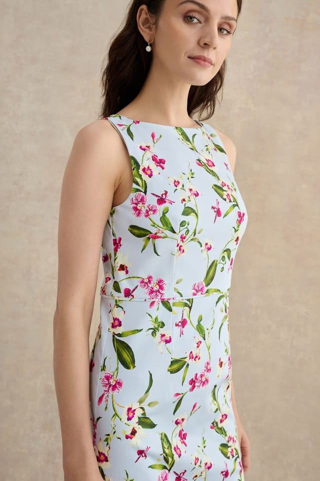 Hobbs London Hobbs London Women's Freda Floral Midi Dress in Pale Blue - 3