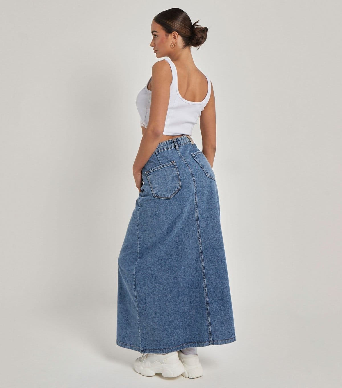 Urban Bliss Women's Blue Denim Split Front Maxi Skirt Urban Bliss New Look - 4