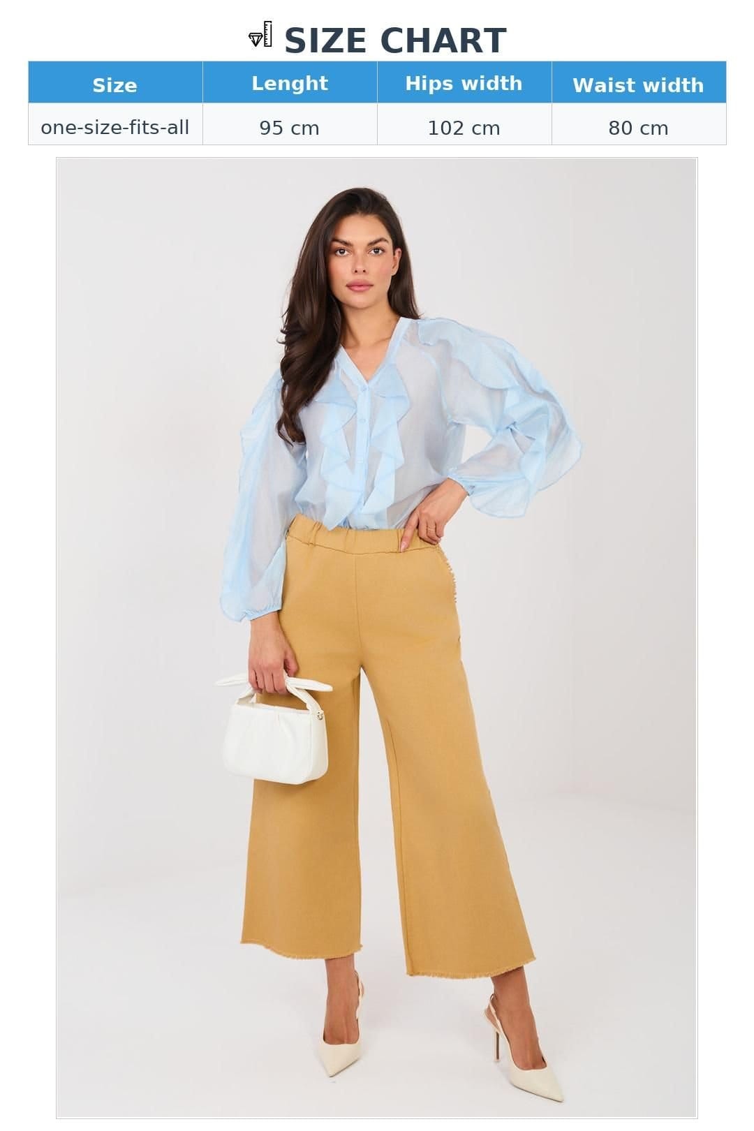 Love Lace Love Lace Women's High Waisted Wide Leg Cotton Frill in Mustard - 4