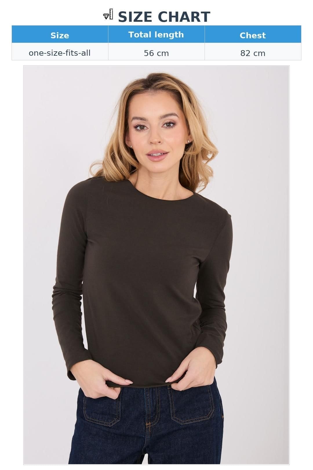 Love Lace Love Lace Women's Fitted Basic Cotton Elastane Blouse Long Sleeve in Brown - 4