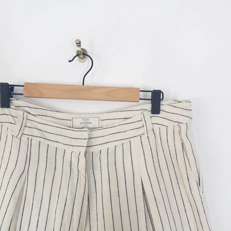 Fat Face Fat Face Cream Deal A-line Stripe Shorts Size 14 High Waisted Linen Blend