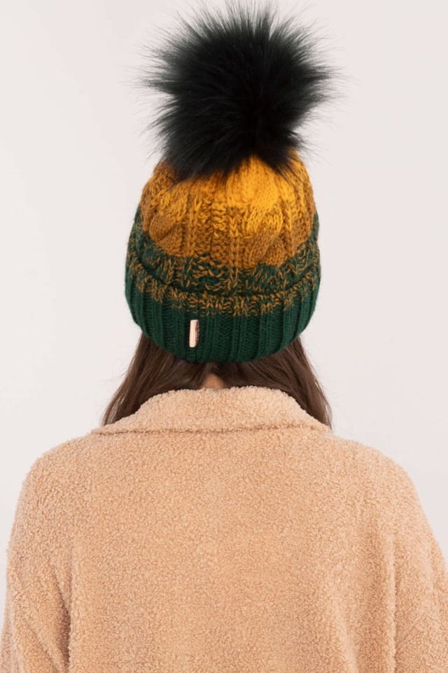 Love Lace Love Lace Women's Plaid Fleece Lined Winter Beanie with Fluffy Pom Pom Warmth Hat in Green - 3