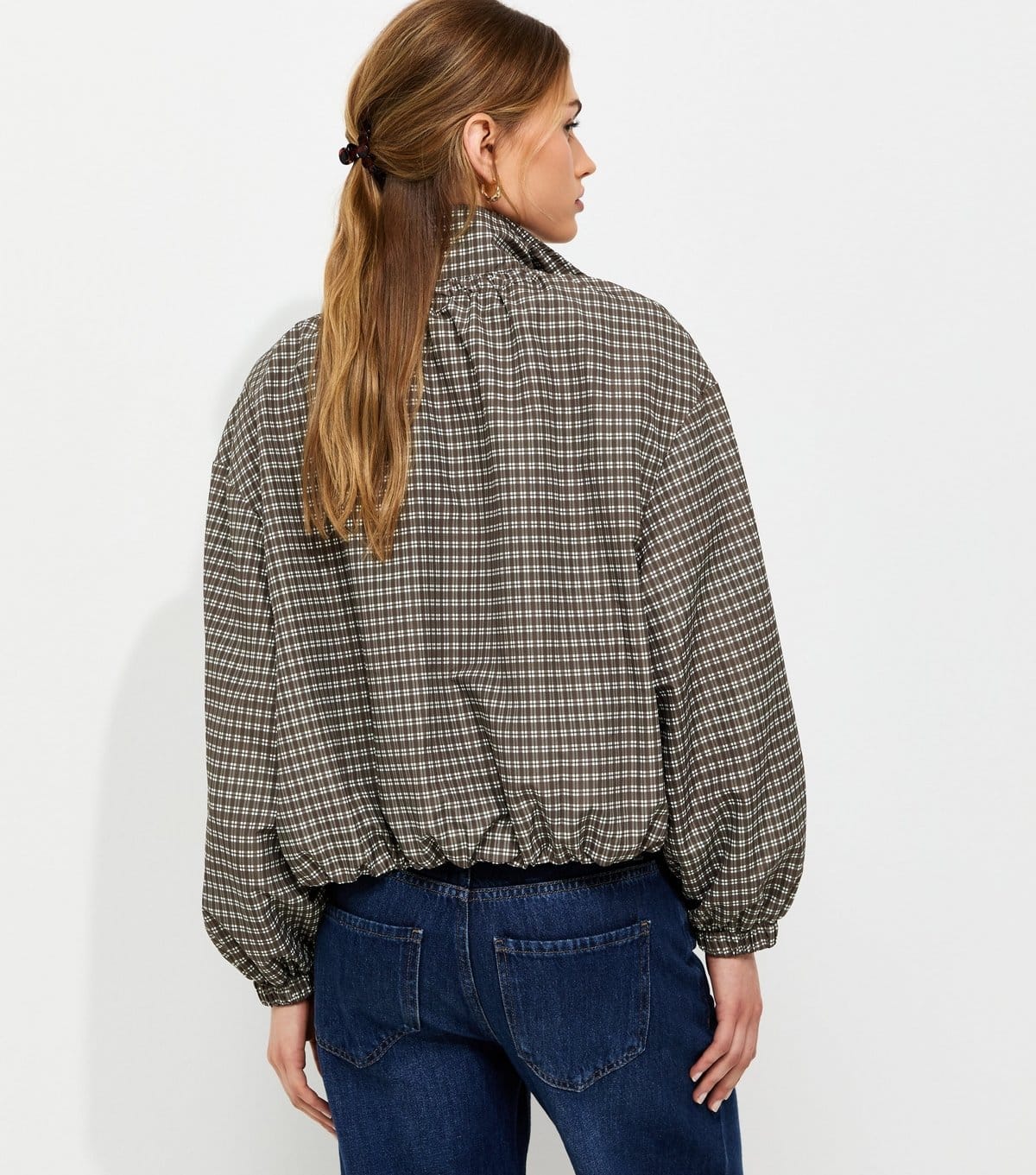 New Look Women's Brown Check High Neck  Zip Through Jacket New Look - 4