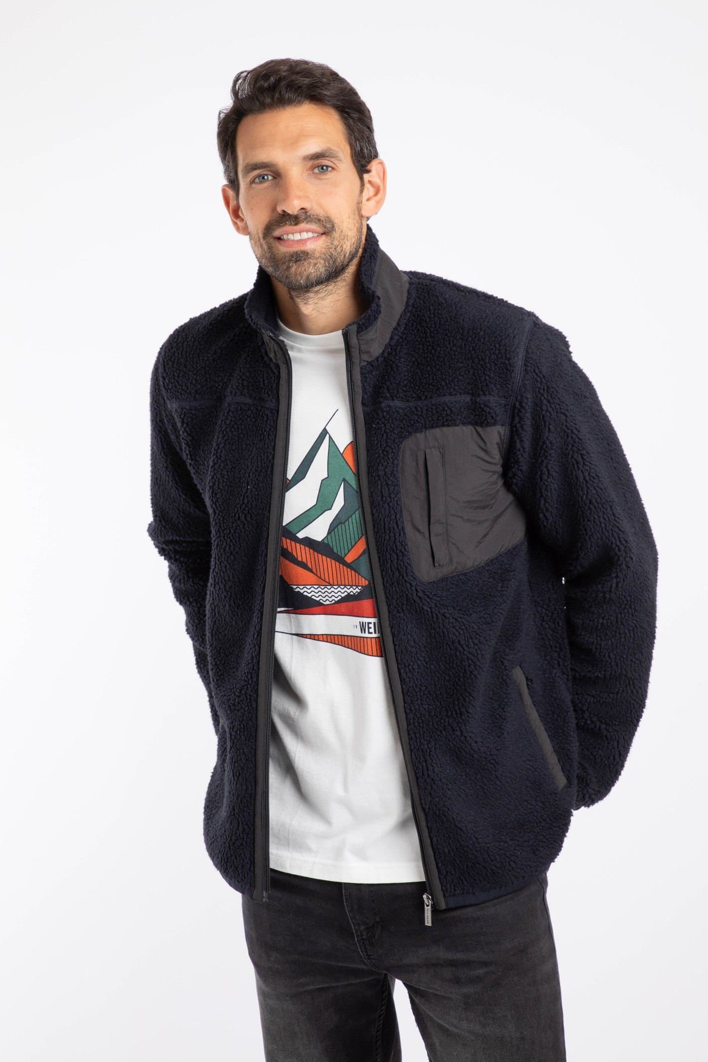 Weird Fish Weird Fish Men's Fletcher Borg Full Zip Fleece in Midnight