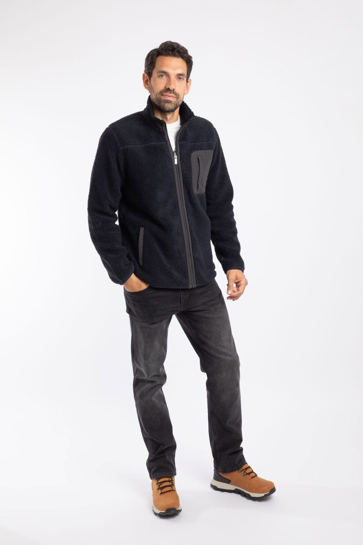 Weird Fish Weird Fish Men's Fletcher Borg Full Zip Fleece in Midnight - 4