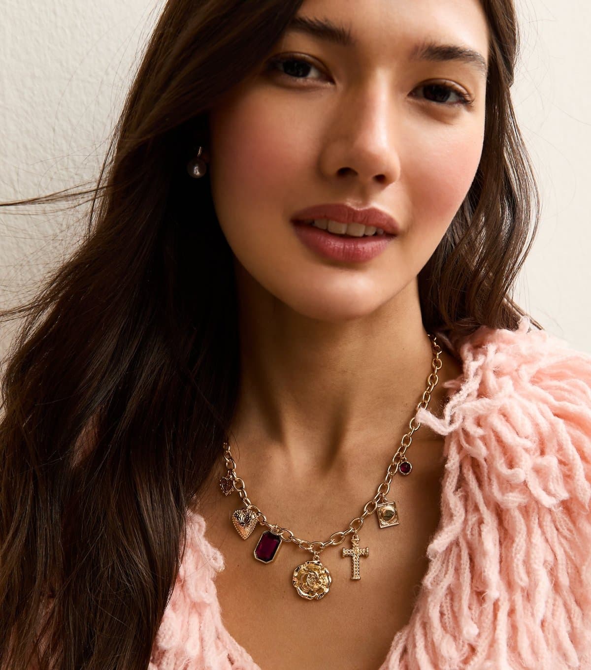 New Look Gold Tone Dangling Charm Necklace New Look