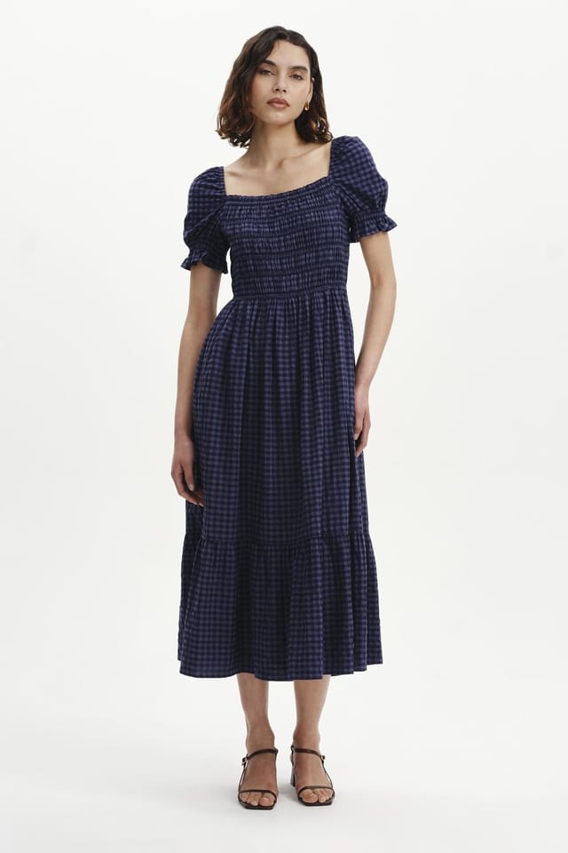 Finery London Finery London Women's Dawn Short Sleeve Square Neck Midi Dress in Dark Navy - 2