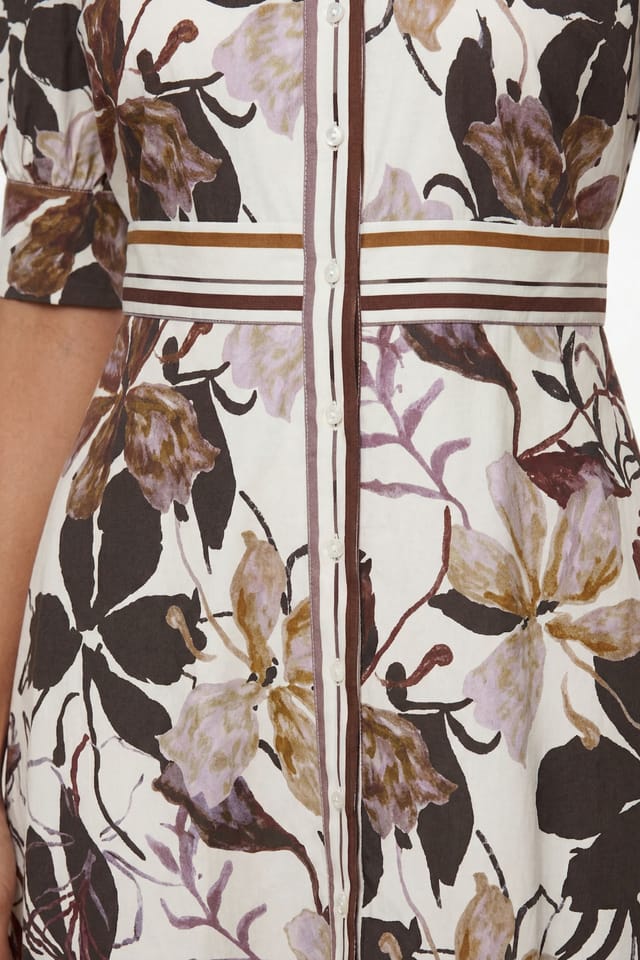 Wallis Wallis Women's Floral Print Button Midi Shirt Dress in Brown - 3
