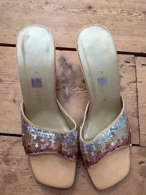 New Look Sequin thick heel mules