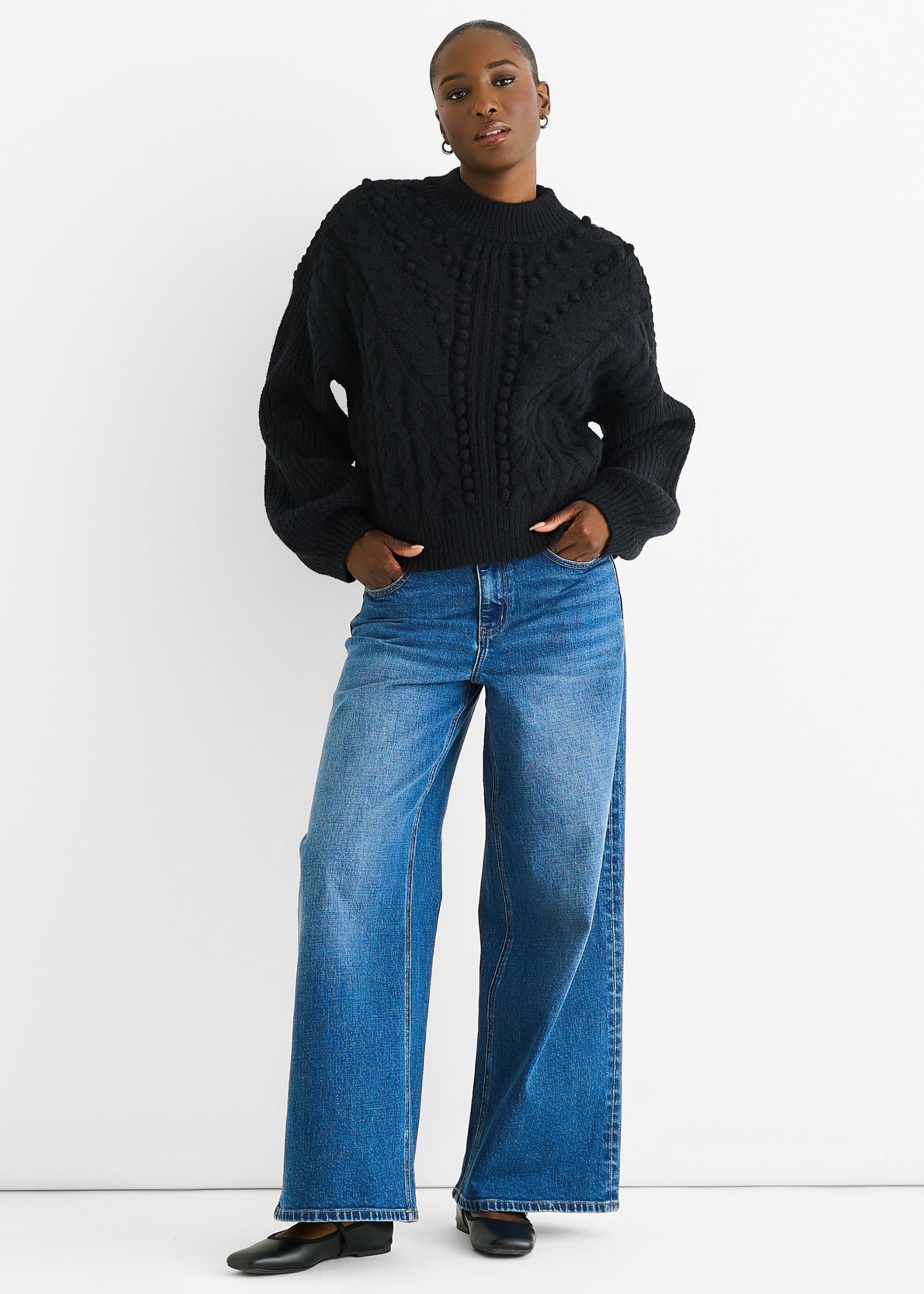 Gini London Gini London Black Chunky Knit Oversized Jumper